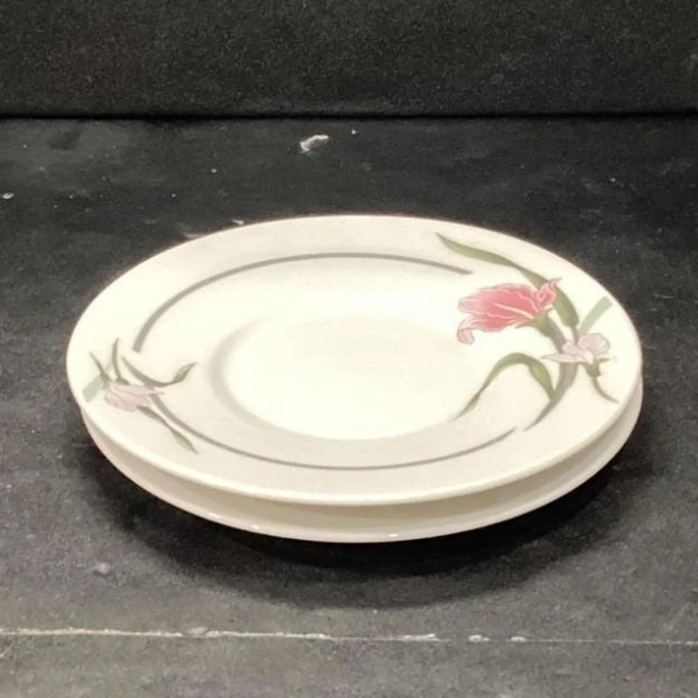 Artland Collection Rhine China Pearl Saucers, Set Of 2 Vintage Floral Dinnerware